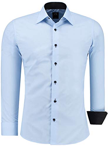 J'S FASHION Herren-Hemd - Slim-Fit - Langarm-Hemd Freizeithemd - Pflegeleicht Bügelleicht - Hellblau 5XL von J'S FASHION