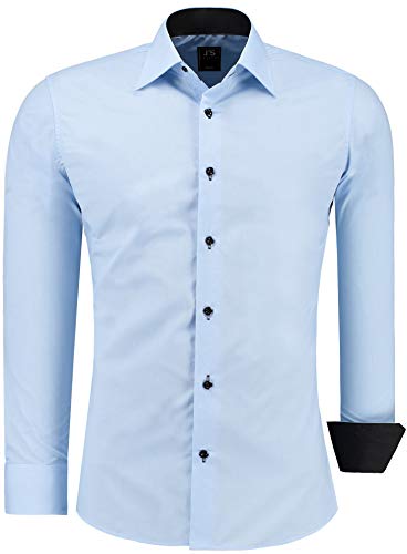 J'S FASHION Herren-Hemd - Slim-Fit - Langarm-Hemd Freizeithemd - Bügelleicht - Hellblau 6XL von J'S FASHION