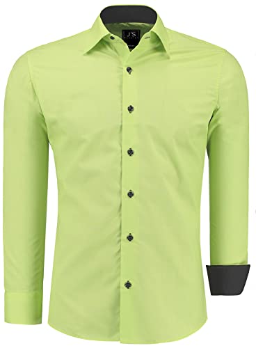 J'S FASHION Herren-Hemd - Slim-Fit - Langarm-Hemd Freizeithemd - Bügelleicht - Grün 4XL von J'S FASHION