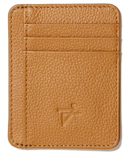 J T C JUZAR TAPAL COLLECTION Geldbörsenhalter für Herren, RFID-sicheres Leder-Kartenetui, Mini-Bifold-Geldbörse, minimalistische Brieftasche für Herren, Hellbraun, 4.25 x 3.0, Halterung von J T C JUZAR TAPAL COLLECTION