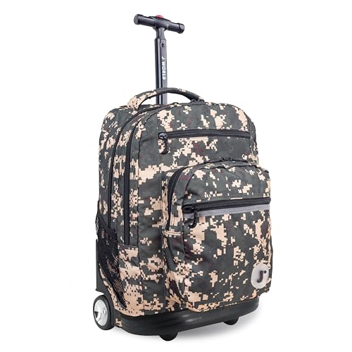 J World New York Unisex Sundance Rollrucksack (1 Stück), grün camo, 51 cm, Sundance Rollrucksack für Mädchen und Jungen, Rolltasche von J World New York