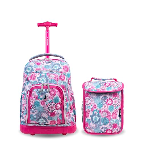 J World New York Unisex-Erwachsene Lollipop Kinder Rollrucksack Mit selbstmagnetischem glitzerndem Rad und Einer kostenlosen Lunchtasche, Blau (Blue Raspberry), Einheitsgröße von J World New York