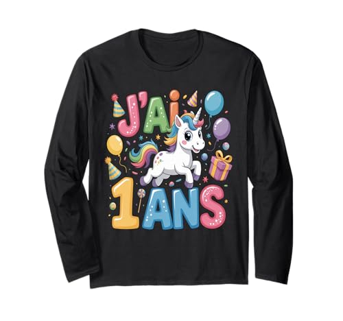 Enfant Unicorn Kind 1ans Anniversaire Garcon Licorne Mädchen Langarmshirt Enfant Unicorn Kind 1ans Anniversaire Garcon Licorne Mädchen Langarmshirt von J'ai 1 Ans licorne Anniversaire