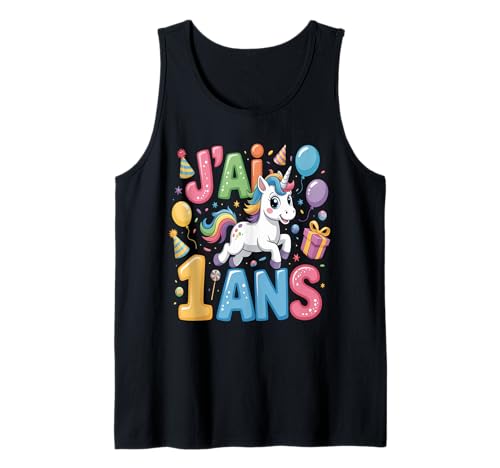 Enfant Unicorn Kind 1ans Anniversaire Garcon Licorne Mädchen Tank Top von J'ai 1 Ans licorne Anniversaire