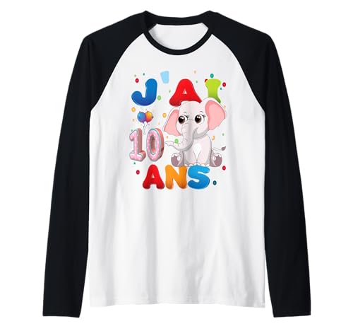 Elefant Kind 10 Jahre Geburtstag Junge Mädchen Elefant Raglan Elefant Kind 10 Jahre Geburtstag Junge Mädchen Elefant Raglan von J'ai 10 Ans 10e Éléphant Anniversaire