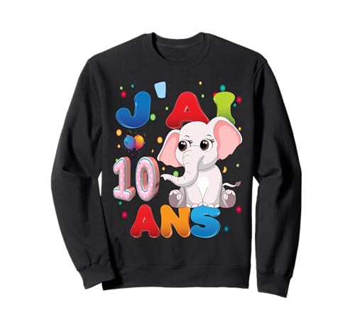 Elefant Kind 10 Jahre Geburtstag Junge Mädchen Elefant Sweatshirt Elefant Kind 10 Jahre Geburtstag Junge Mädchen Elefant Sweatshirt von J'ai 10 Ans 10e Éléphant Anniversaire