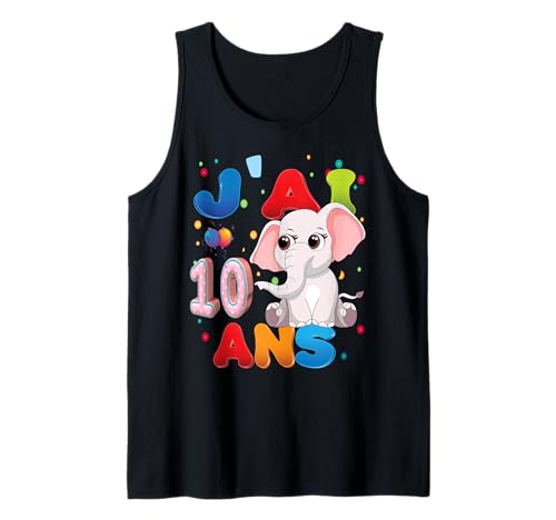 Elefant Kind 10 Jahre Geburtstag Junge Mädchen Elefant Tank Top Elefant Kind 10 Jahre Geburtstag Junge Mädchen Elefant Tank Top von J'ai 10 Ans 10e Éléphant Anniversaire