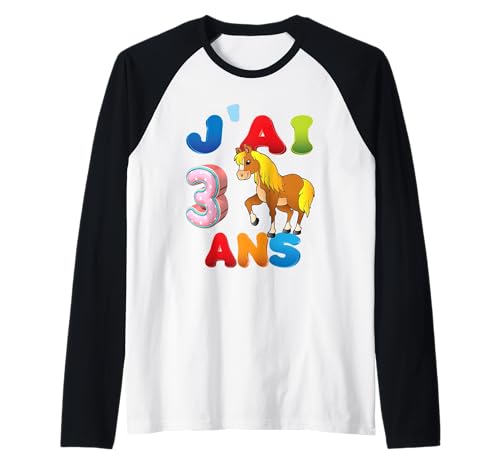 Pferd Kind 3 Jahre Geburtstag Junge mädchen Pferd Raglan Pferd Kind 3 Jahre Geburtstag Junge mädchen Pferd Raglan von J'ai 3 Ans 3e Cheval Anniversaire