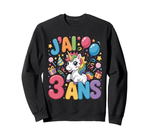 Enfant Unicorn Kind 3ans Anniversaire Garcon Licorne Mädchen Sweatshirt Enfant Unicorn Kind 3ans Anniversaire Garcon Licorne Mädchen Sweatshirt von J'ai 3 Ans licorne Anniversaire