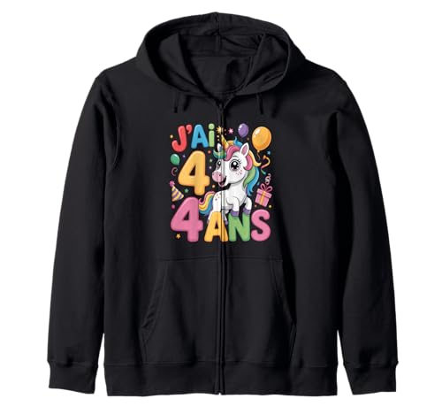 Enfant Unicorn Enfant 4ans Anniversaire Garcon Licorne Mädchen Kapuzenjacke Enfant Unicorn Enfant 4ans Anniversaire Garcon Licorne Mädchen Kapuzenjacke von J'ai 4 Ans licorne Anniversaire