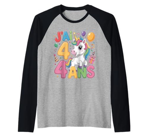 Enfant Unicorn Enfant 4ans Anniversaire Garcon Licorne Mädchen Raglan Enfant Unicorn Enfant 4ans Anniversaire Garcon Licorne Mädchen Raglan von J'ai 4 Ans licorne Anniversaire