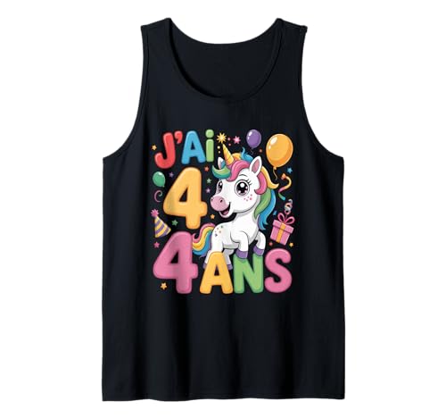 Enfant Unicorn Enfant 4ans Anniversaire Garcon Licorne Mädchen Tank Top Enfant Unicorn Enfant 4ans Anniversaire Garcon Licorne Mädchen Tank Top von J'ai 4 Ans licorne Anniversaire