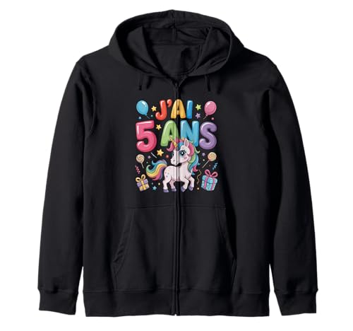 Enfant Unicorn Enfant 5ans Anniversaire Garcon Licorne Mädchen Kapuzenjacke Enfant Unicorn Enfant 5ans Anniversaire Garcon Licorne Mädchen Kapuzenjacke von J'ai 5 Ans licorne Anniversaire