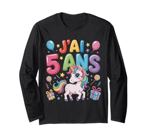 Enfant Unicorn Enfant 5ans Anniversaire Garcon Licorne Mädchen Langarmshirt Enfant Unicorn Enfant 5ans Anniversaire Garcon Licorne Mädchen Langarmshirt von J'ai 5 Ans licorne Anniversaire