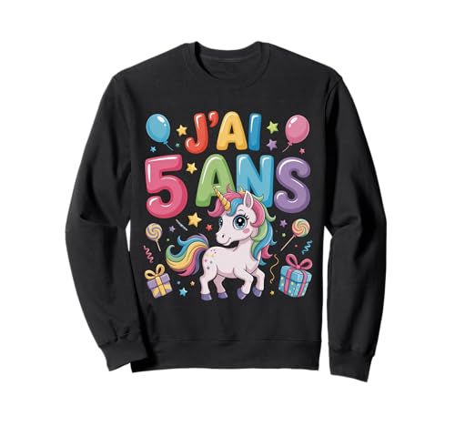Enfant Unicorn Enfant 5ans Anniversaire Garcon Licorne Mädchen Sweatshirt Enfant Unicorn Enfant 5ans Anniversaire Garcon Licorne Mädchen Sweatshirt von J'ai 5 Ans licorne Anniversaire