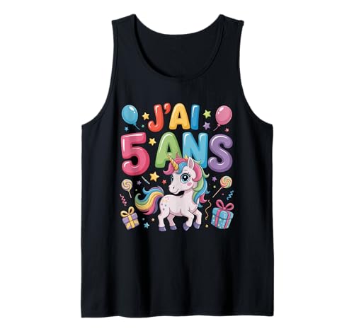 Enfant Unicorn Enfant 5ans Anniversaire Garcon Licorne Mädchen Tank Top Enfant Unicorn Enfant 5ans Anniversaire Garcon Licorne Mädchen Tank Top von J'ai 5 Ans licorne Anniversaire