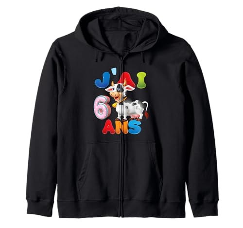 Kuh Kind 6 Jahre Geburtstag Junge Mädchen Kuh Kapuzenjacke Kuh Kind 6 Jahre Geburtstag Junge Mädchen Kuh Kapuzenjacke von J'ai 6 Ans 6e Vache Anniversaire