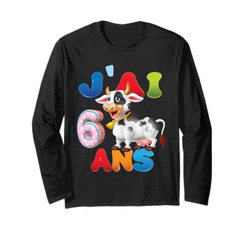 Kuh Kind 6 Jahre Geburtstag Junge Mädchen Kuh Langarmshirt Kuh Kind 6 Jahre Geburtstag Junge Mädchen Kuh Langarmshirt von J'ai 6 Ans 6e Vache Anniversaire