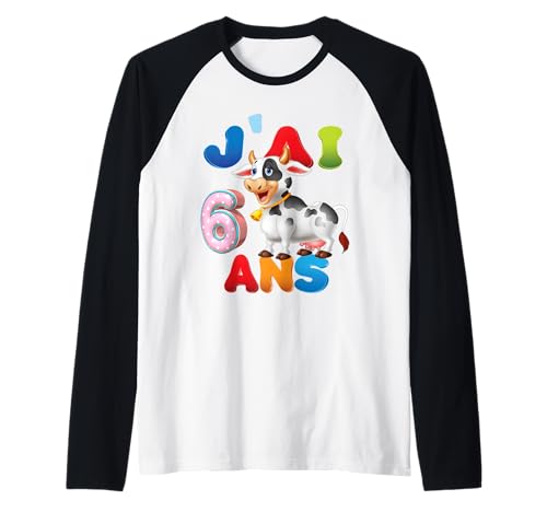Kuh Kind 6 Jahre Geburtstag Junge Mädchen Kuh Raglan Kuh Kind 6 Jahre Geburtstag Junge Mädchen Kuh Raglan von J'ai 6 Ans 6e Vache Anniversaire