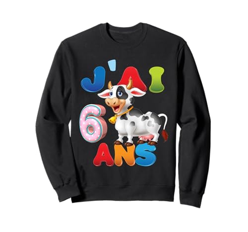 Kuh Kind 6 Jahre Geburtstag Junge Mädchen Kuh Sweatshirt Kuh Kind 6 Jahre Geburtstag Junge Mädchen Kuh Sweatshirt von J'ai 6 Ans 6e Vache Anniversaire