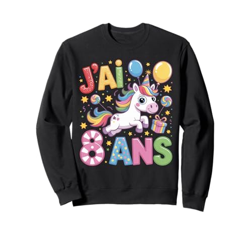 Enfant Unicorn Enfant 8ans Anniversaire Garcon Licorne Mädchen Sweatshirt von J'ai 8 Ans licorne Anniversaire