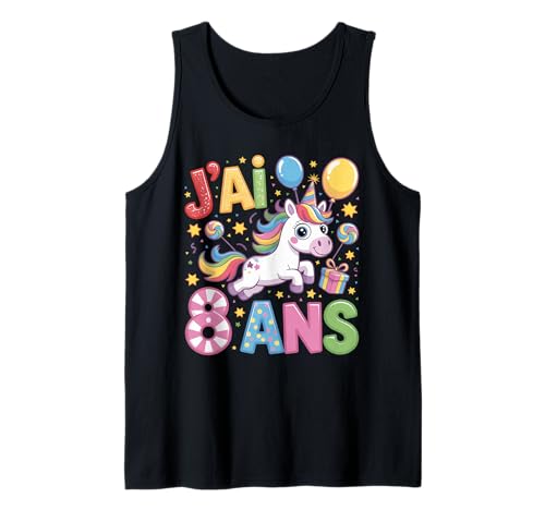 Enfant Unicorn Enfant 8ans Anniversaire Garcon Licorne Mädchen Tank Top Enfant Unicorn Enfant 8ans Anniversaire Garcon Licorne Mädchen Tank Top von J'ai 8 Ans licorne Anniversaire