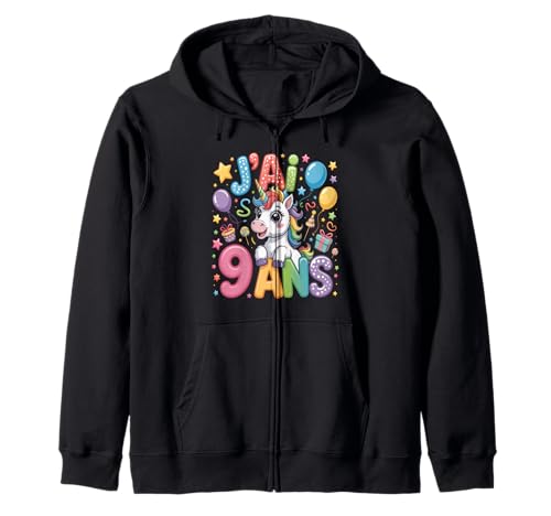 Enfant Unicorn Enfant 9ans Anniversaire Garcon Licorne Mädchen Kapuzenjacke Enfant Unicorn Enfant 9ans Anniversaire Garcon Licorne Mädchen Kapuzenjacke von J'ai 9 Ans licorne Anniversaire