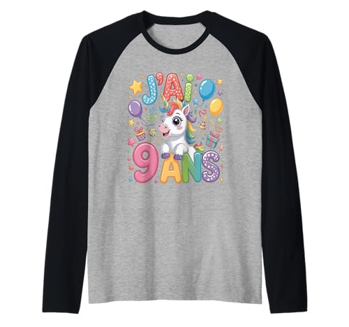 Enfant Unicorn Enfant 9ans Anniversaire Garcon Licorne Mädchen Raglan Enfant Unicorn Enfant 9ans Anniversaire Garcon Licorne Mädchen Raglan von J'ai 9 Ans licorne Anniversaire