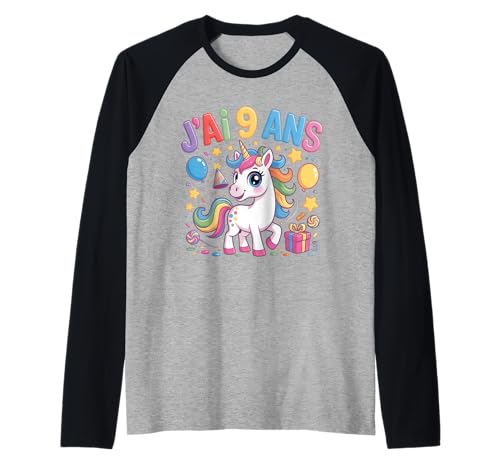 Enfant Unicorn Enfant 9ans Anniversaire Garcon Licorne Mädchen Raglan Enfant Unicorn Enfant 9ans Anniversaire Garcon Licorne Mädchen Raglan von J'ai 9 Ans licorne Anniversaire