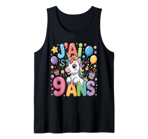 Enfant Unicorn Enfant 9ans Anniversaire Garcon Licorne Mädchen Tank Top Enfant Unicorn Enfant 9ans Anniversaire Garcon Licorne Mädchen Tank Top von J'ai 9 Ans licorne Anniversaire