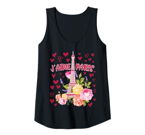 Damen J'aime Paris Eiffelturm Blume Herzen Souvenir Frankreich Tank Top Damen J'aime Paris Eiffelturm Blume Herzen Souvenir Frankreich Tank Top von J'aime Paris tour eiffel fleurs cœurs