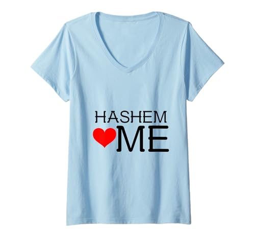 Damen Hashem liebt Mich (Herz) T-Shirt mit V-Ausschnitt von J plus design