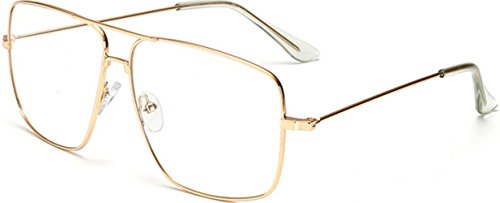 J&L Glasses Klare Linse Brille Nicht verschreibungspflichtig Metallrahmen Brillen Frauen Männer, gold, jl-33 von J&L Glasses