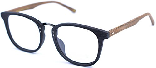 J&L Glasses Retro Klassisches Nerd Klar Hornbrille Brille mit Fensterglas Damen Herren Brillenfassung holz Stil (Black&Brown) von J&L Glasses