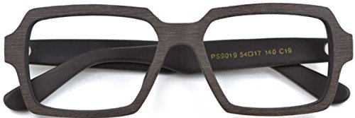 J&L Glasses Retro Klassisches Nerd Klar Hornbrille Brille mit Fensterglas Damen Herren Brillenfassung holz Stil (Brown) von J&L Glasses