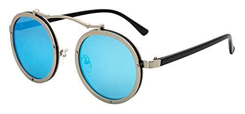 J&L Glasses Retro Klassisches Sonnenbrillen Brille mit Fensterglas Damen Herren Brillenfassung UV-Schutz, Sonnenbrillen Unisex Modische Fahrer für Golf, Autofahren, Outdoor Sport (Silver Blue) von J&L Glasses