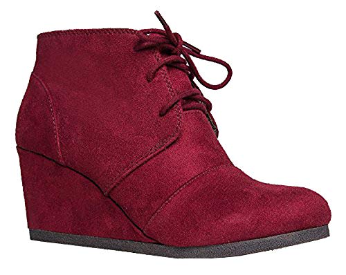 J. Adams Damen Stiefelette mit Keilabsatz und niedrigem Absatz, Rot - Dunkles Burgunderrot Imsu - Größe: 38.5 EU von J. Adams