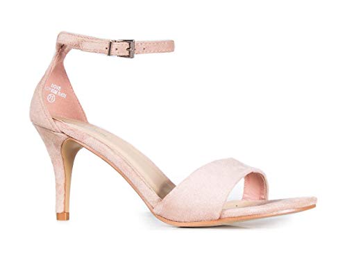 J. Adams Dove Knöchelriemen, Stiletto-Absätze für Damen, sexy – offene Zehenpartie für Frauen – Riemchenschuhe, Hochzeitsschuhe für Braut, Sommerschuhe und Brautschuhe, Dusty Rose Veganes Wildleder, von J. Adams