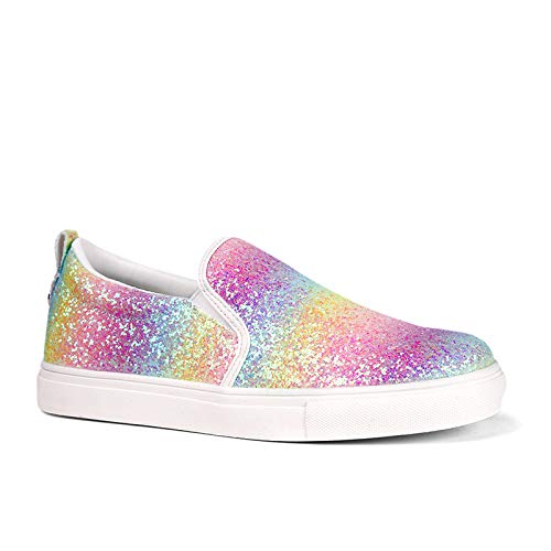 J. Adams Glimmer Sneakers für Damen – Casual Glam Slip On Wanderschuhe, Regenbogen-Glitzer, 39 EU von J. Adams