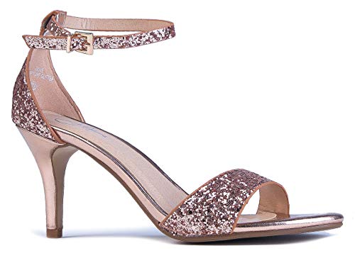 J. Adams Low Ankle Strap Kitten Heel - Essential Mid Heel Open Toe Dress Sandal - Dove von J. Adams