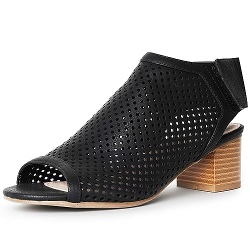 J. Adams Maddie Cutout Bootie - Adjustable Band Slip On Low Stacked Heel Shoes von J. Adams