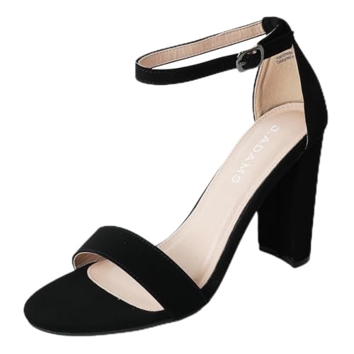 J. Adams Shirley Heels für Damen - Knöchelriemen High Heel Dressy Sandalen, schwarz, vegan, Nubuk, 43 EU von J. Adams