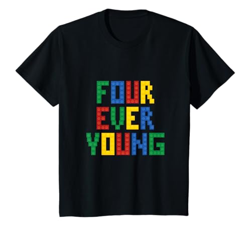 Four Ever Young Bausteine 4 Jährige Junge Mädchen Geburtstag T-Shirt Four Ever Young Bausteine 4 Jährige Junge Mädchen Geburtstag T-Shirt von J. Berg Birthday: 4 Year Old Building Blocks Gifts