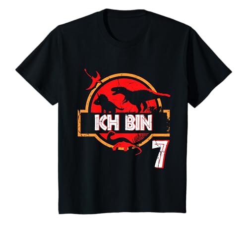 7. Geburtstag Geschenk Ich Bin 7 Jahren Junge Mädchen Dino T-Shirt von J. Berg Birthday
