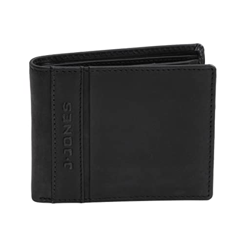 Herren Geldbörse von J.Jones echt Leder - RFID sicher - modische Querformat Herrengeldbörse Geldbeutel Portemonnaie Brieftasche (Schwarz) - präsentiert von ZMOKA® von J. Jones - präsentiert von ZMOKA