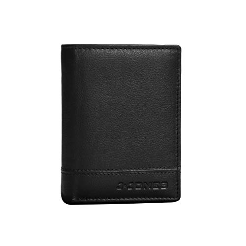 Herren Hochformat Geldbörse von J.Jones echt Leder mit RFID Safe - Herrengeldbörse Geldbeutel Portemonnaie Brieftasche (Schwarz) - präsentiert von ZMOKA® von J. Jones - präsentiert von ZMOKA
