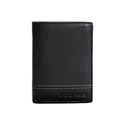 Herren Hochformat Geldbörse von J.Jones echt Leder mit RFID Safe - Herrengeldbörse Geldbeutel Portemonnaie Brieftasche (Schwarz Grau) - präsentiert von ZMOKA® von J. Jones - präsentiert von ZMOKA
