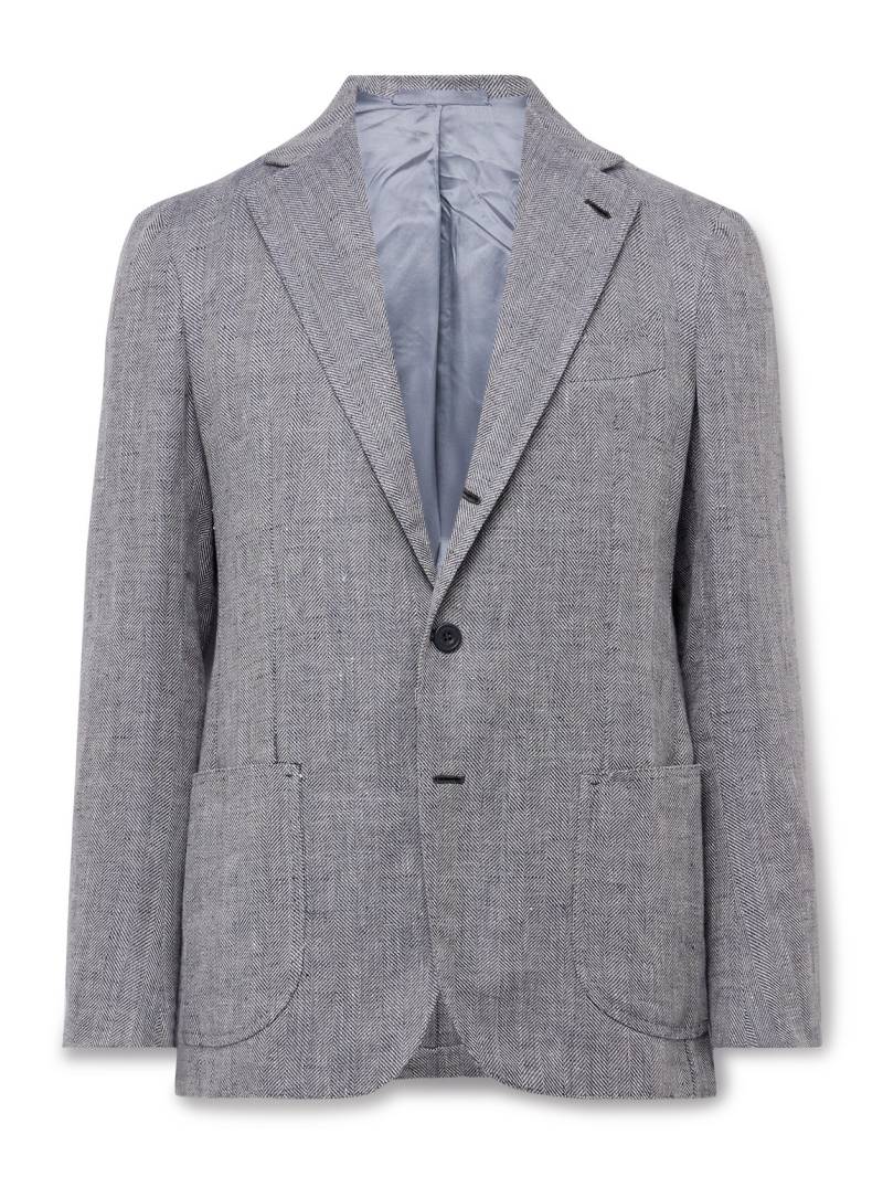 J. Mueser - Waverly Herringbone Linen and Wool-Blend Blazer - Men - Blue - IT 50 von J. Mueser