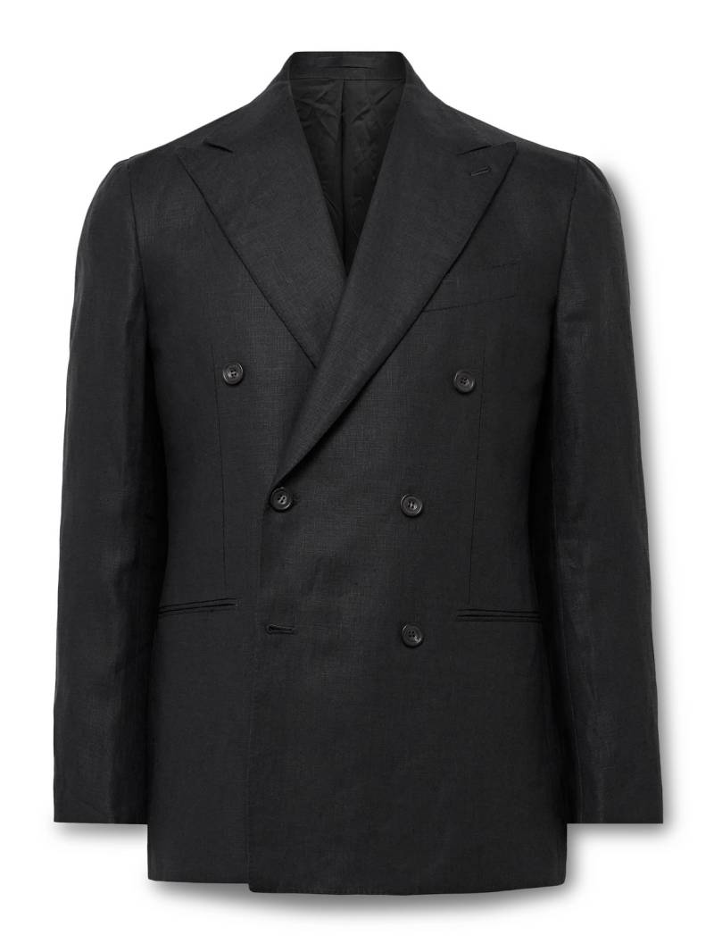 J. Mueser - Waverly Slim-Fit Double-Breasted Linen Suit Jacket - Men - Black - IT 54 von J. Mueser
