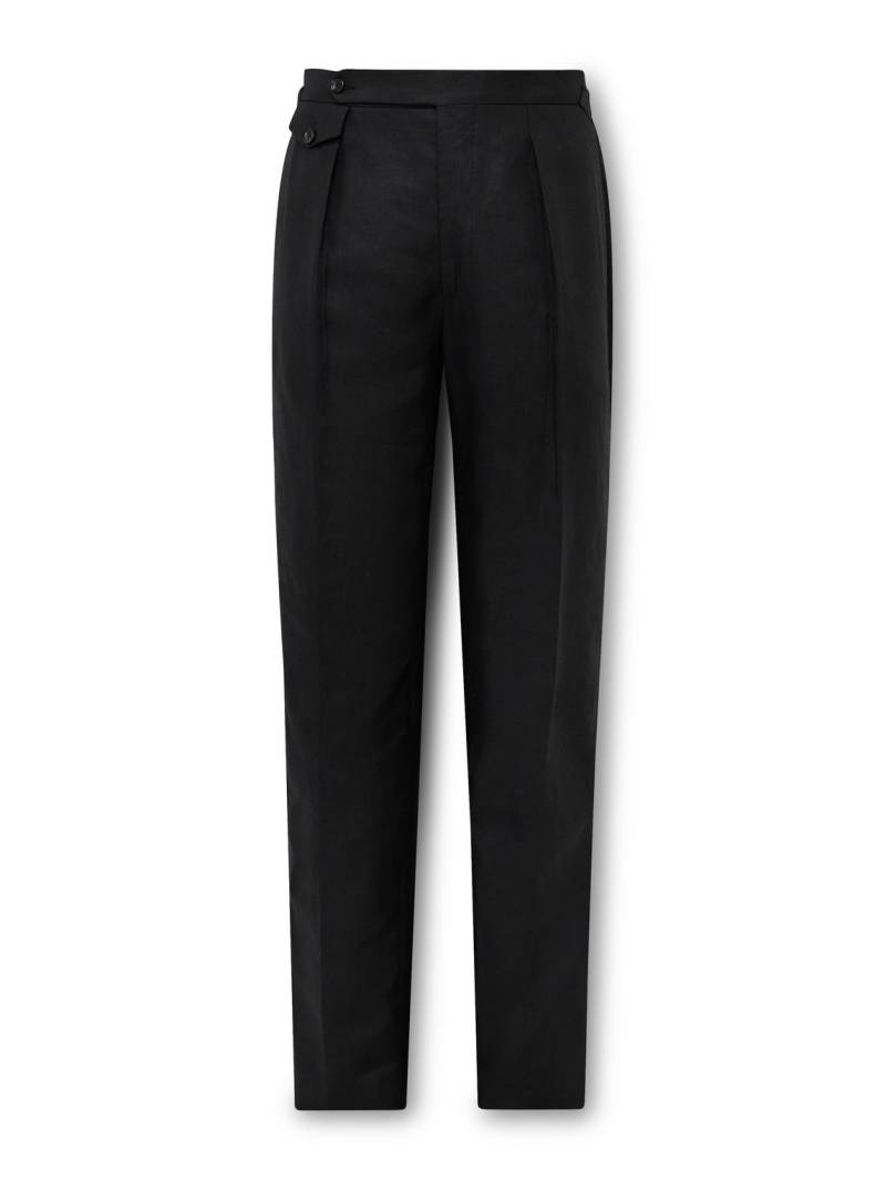 J. Mueser - Waverly Slim-Fit Straight-Leg Pleated Linen Suit Trousers - Men - Black - IT 48 von J. Mueser